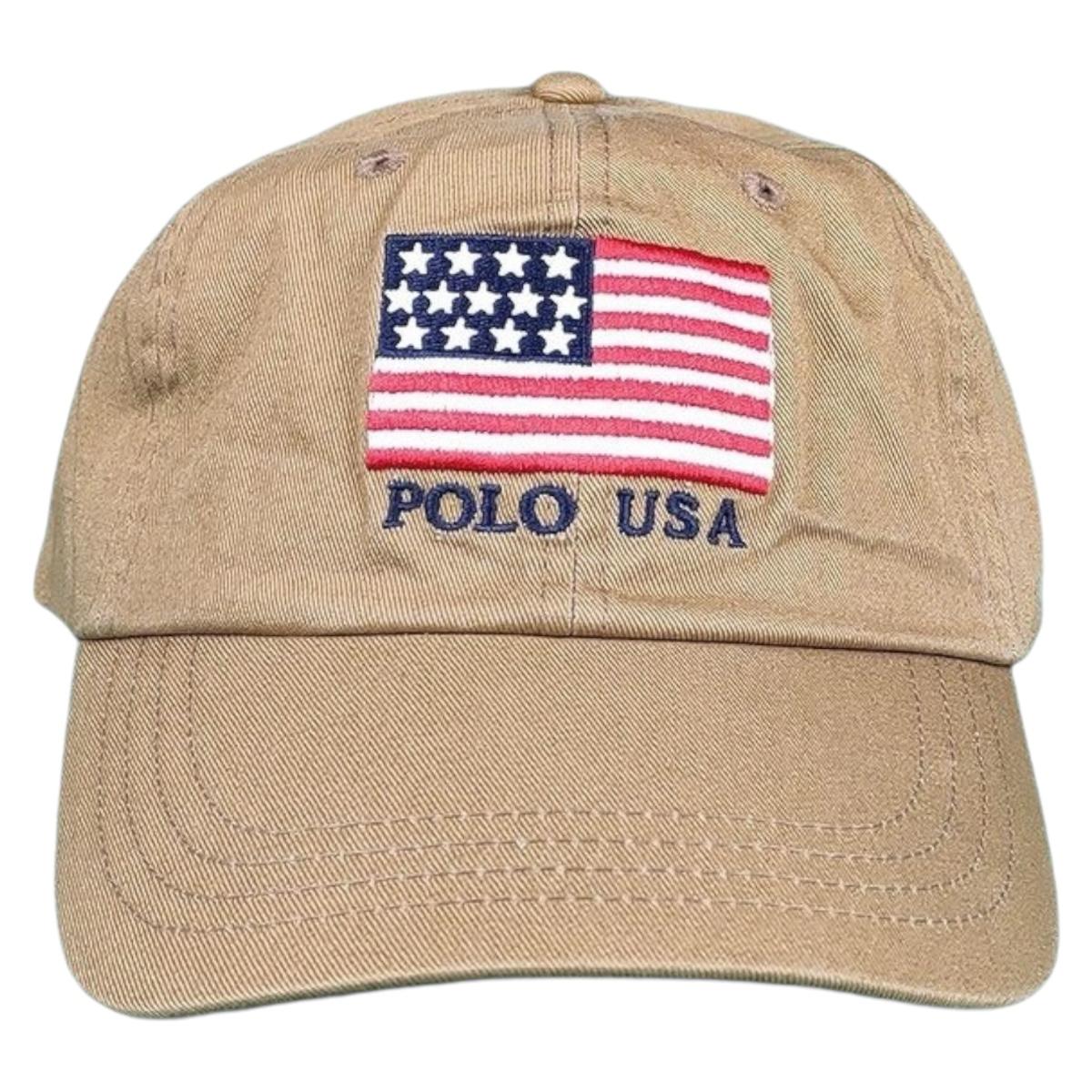 Boné Polo Ralph Lauren Bandeira USA Marrom - 100% Algodão